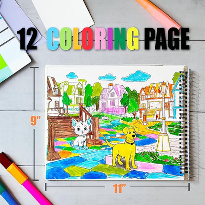 600+ Animal Habitat Stickers & 12 Habitat Scenes & 12 Coloring Pages Spiral Book for Kids Ages 12+ Innovative Car/Plane Activities | Develop Imagination & Creativity Design for Fun & Learning