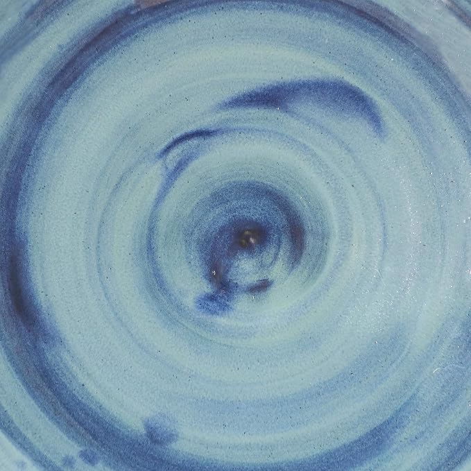 Sunnydaze 21" H Ceramic Bird Bath for Outside - Hand-Painted Outdoor Bird Bath Bowl, UV/Frost-Resistant Finish - Galaxy Blue - Ribbed Pedestal