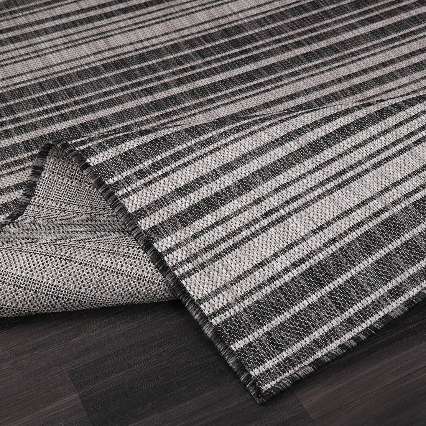 Stripe Outdoor Rug 8x10 Washable Outside Carpet for Indoor Patio Porch Waterproof Easy Cleaning Non Shedding Area Rugs Dark Gray 8 x 10