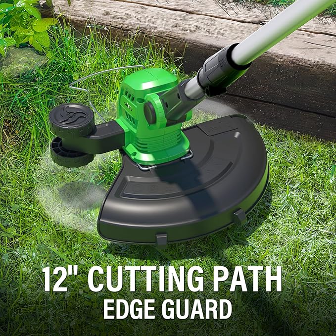 SOYUS Weed Wacker Cordless, 12 Inch String Trimmer Battery Powered with Battery and Charger, Lightweight Edger Trimmer with 8 Pcs Replace Spool Trimmer Lines