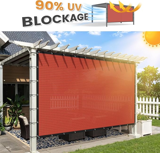 VICLLAX Shade Fabric Sun Shade Cloth with Every 2 FT Grommets for Patio Garden Pergola Cover Canopy 8x19 FT, Rust Red