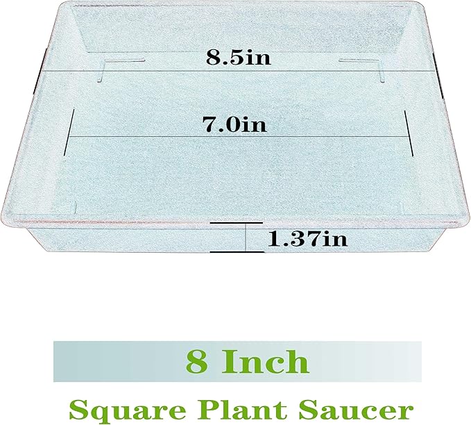 Square Plant Saucer 8 Inch 2 Pack 6 8 10 12 14 16 18 20 Inch, Plant Trays for Pots Heavy Duty Plastic Plant Saucers for Indoors Outdoors, Flower Pot No Holes Plant Drip Trays