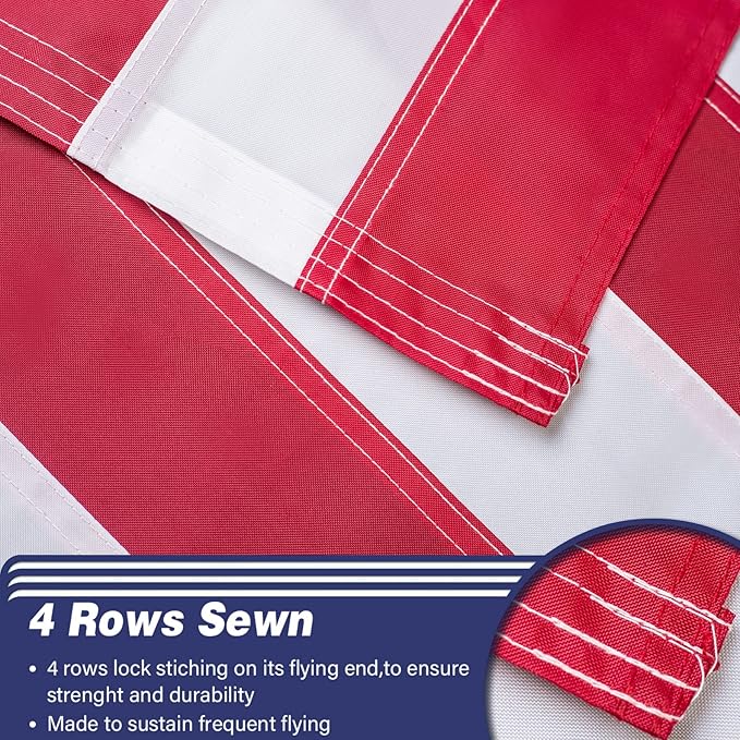 US Embroidered American Flags for Outside 3x5 USA Flag Banner Heavy Duty Made in USA High Wind Vivid Color Embroidered Stars-sewn Stripes Waterproof