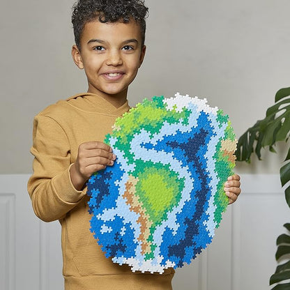 PLUS PLUS Puzzle by Number, 800 Piece Mini Interlocking Hashtag Color Blocks, 3D Pixel Art Kit for Kids - Earth