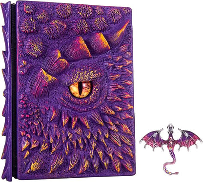 3D Dragon Eye Embossed Journal,Resin Engraving Notebook,Dnd notebook for Dragon Lovers ，Blank Paper,Hardcover Travel Notepad for Writing,Sketchbook,Collection,Gift,Decoration A4 and A5 Size (A5-Purple