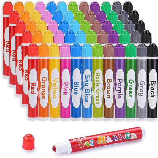 60 Pack Dot Markers, 12 Assorted Colors, 5 Sets x 12 Colors Washable Dot Paint Markers for Toddlers Kids Preschool, Paint Bingo Daubers Supplies, Crafts Kits Coloring Set, Non Toxic Water-Based