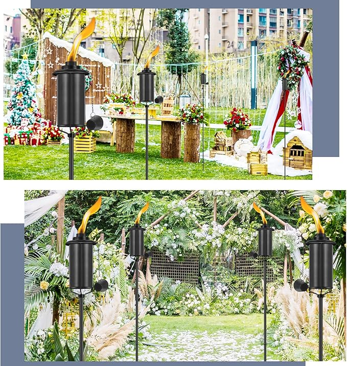 ZSZMFH 6 Pack Metal Torch for Outside, 16oz Outdoor Metal Torch Garden Décor,59-Inch Upgraded Citronella Torches with 3-Prong Grounded Stake, Table Top Torches for Party Patio Pathway