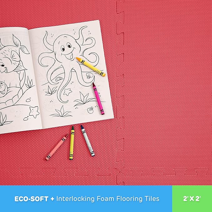 Flooring Inc's 1/2" Soft Non-Toxic Baby Play Mat, Toddler Playmat, Colorful Puzzle PlayMat, Floor Mats for Kids & Babies, EVA Foam Interlocking Tiles for Nursery & Playroom | Blue, 20 Tiles, 80 Sq/Ft