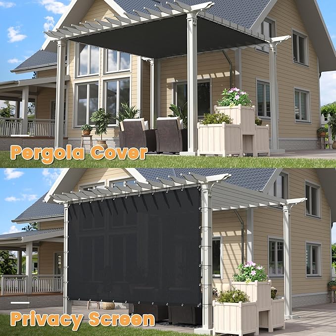 VICLLAX Shade Fabric Sun Shade Cloth Privacy Screen with Grommets for Patio Garden Pergola Cover Canopy Carport 12x20 FT, Graphite