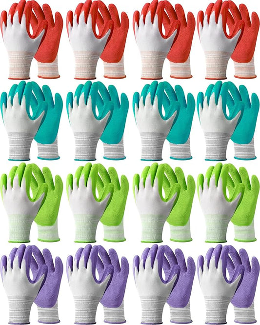 Irenare 16 Pairs Gardening Gloves Bulk for Women Breathable Rubber Coated Yard Garden Gloves Outdoor Protective with Grip