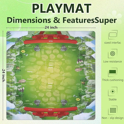 Premium PTCG playmat Set - 24x24 for Pokemon mat with 22 Damage counters and Storage Bag - Ideal for PTCG Board Game and TCG Play(Style1)