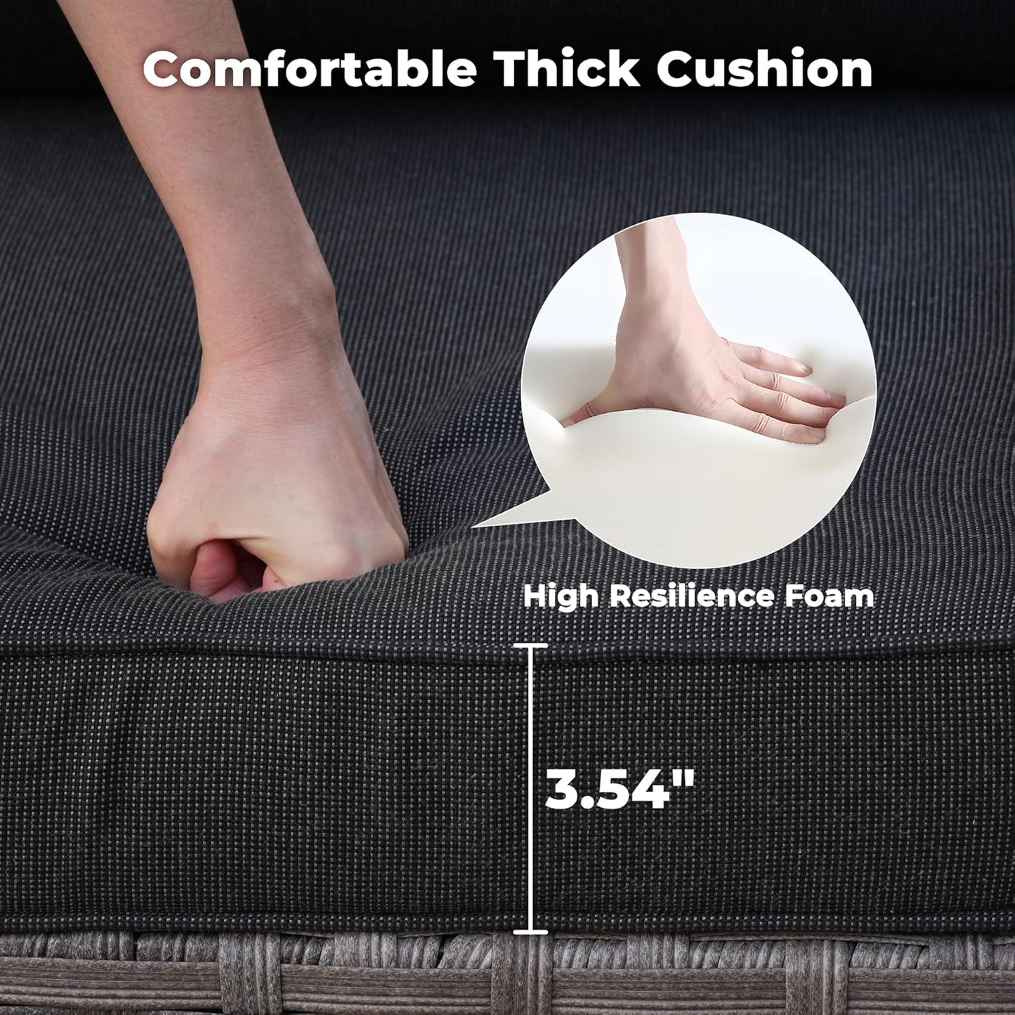 ovios 10 Pieces Patio Furniture Set, Outdoor Wicker Sectional Sofa with 30" Fire Pit Table Swivel Chairs, Modern Modular Deep Seat Rattan Couch Conversation Sets, Black