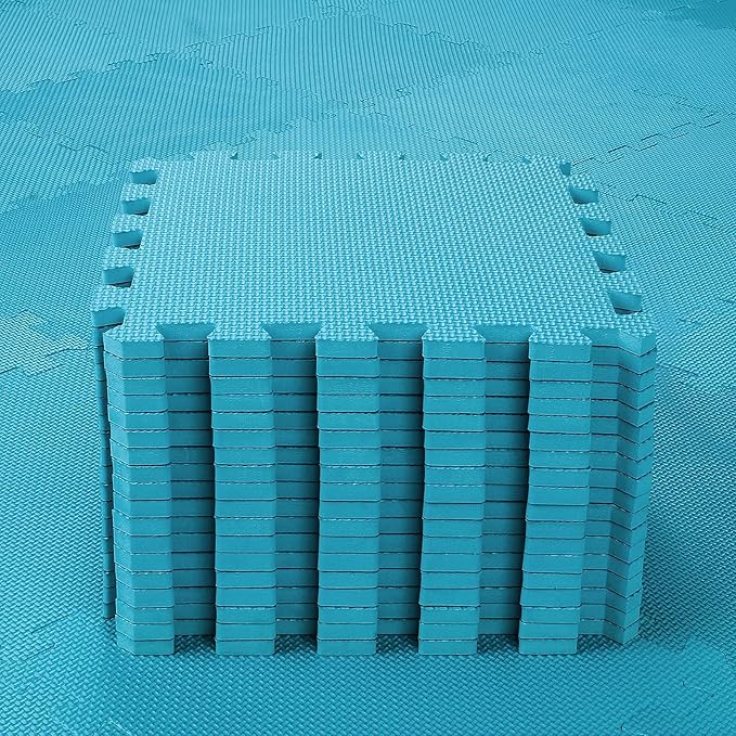 qqpp EVA Rubber 18 Tiles Interlocking Puzzle Foam Floor Mats - Baby Play Mat for Playing | Exercise Mat for Home Workout. Indigo naturalis (Dark Green). QC-Pb18N