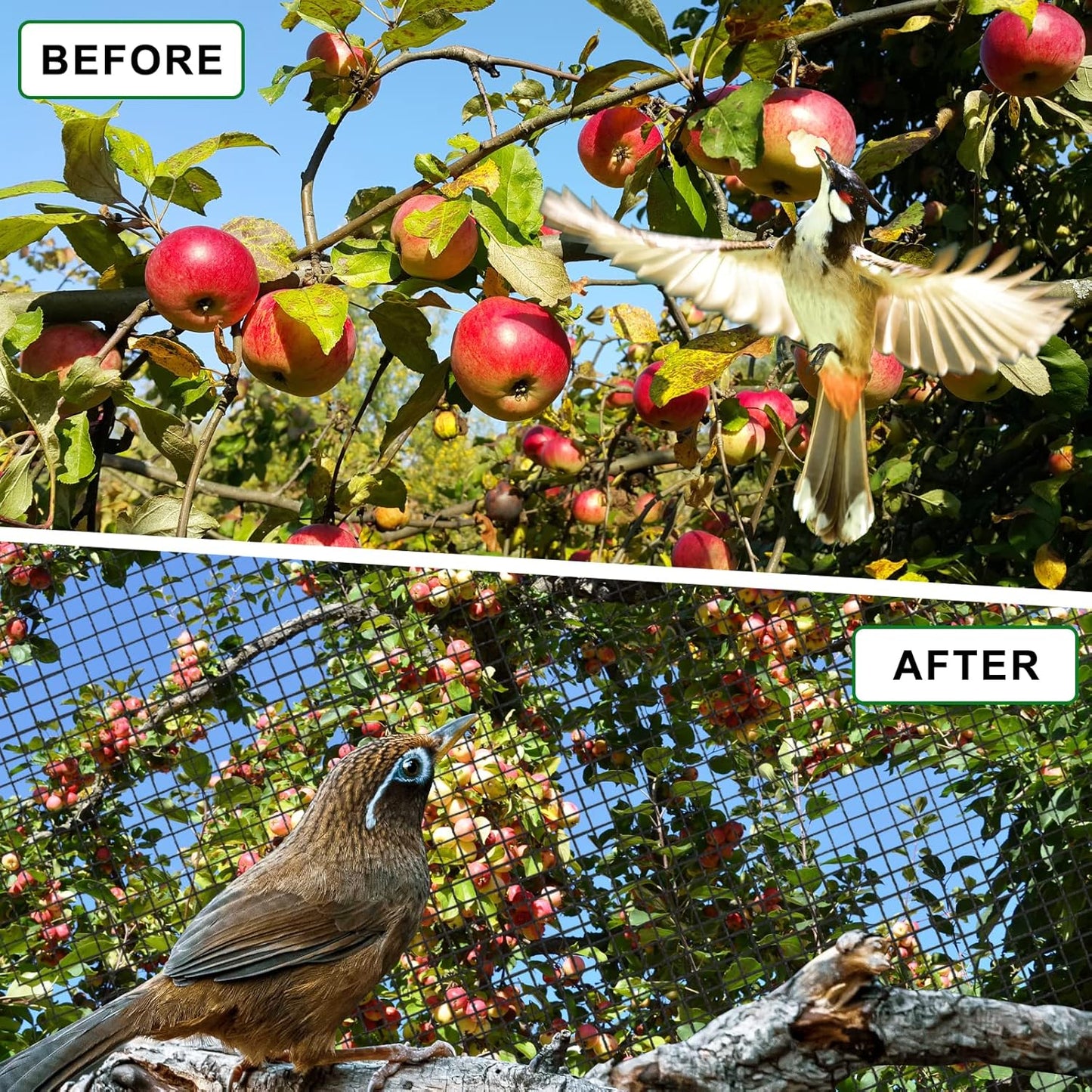 Bird Net 25'x50' Bird Netting for Chicken Coop Roof, Nylon 3/4" Mesh Poultry Netting Garden Nettings for Fruits Trees Plant, Aviary Nettings Deer Fence Trellis Net