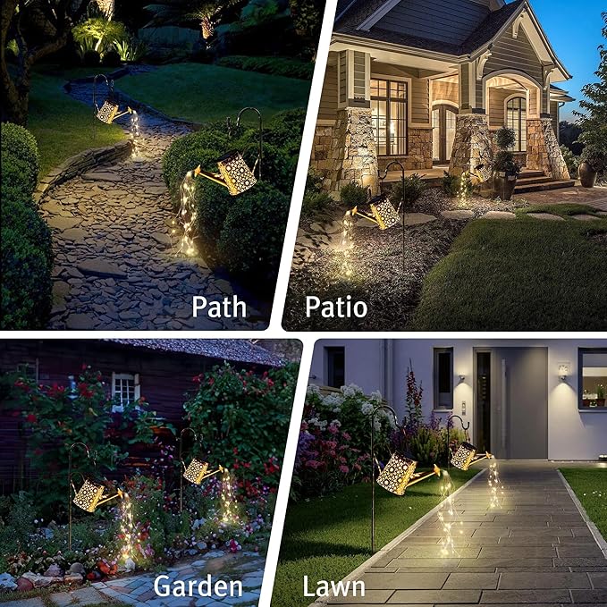 Otdair Solar Lights Outdoor Garden Decor, Metal Daisy Solar Watering Can Lights with 2 Lighting Modes, Outdoor Decorations for Yard, Garden, Patio, Pathway, Christmas, Gift for Mom Grandma