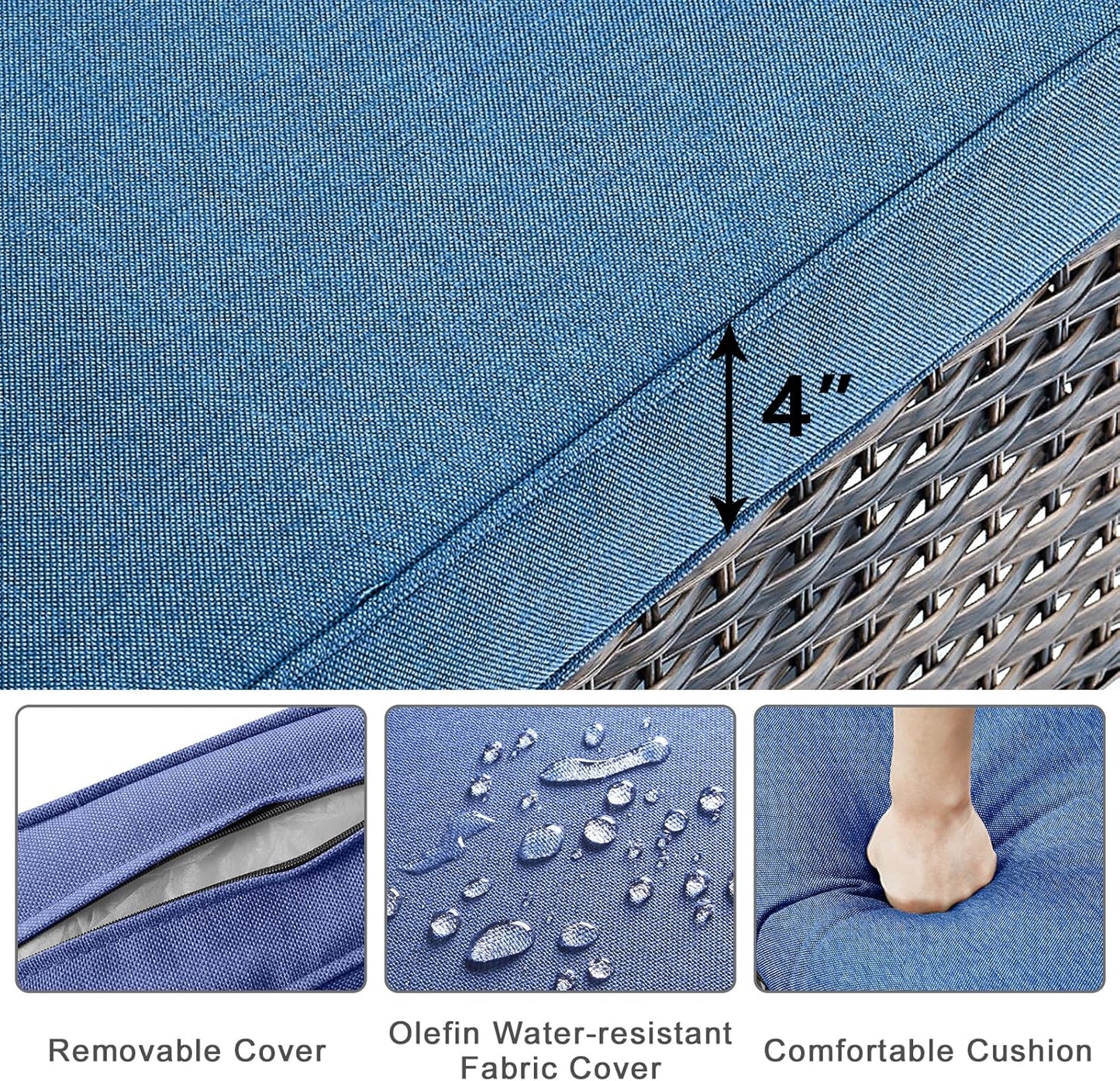 HUMMUH Patio Furniture 6-Piece PE Wicker Outdoor Conversation Set,All-Weather Rattan Swivel Chairs with Ottomans Glider Loveseat for Backyard,Poolside,Deck