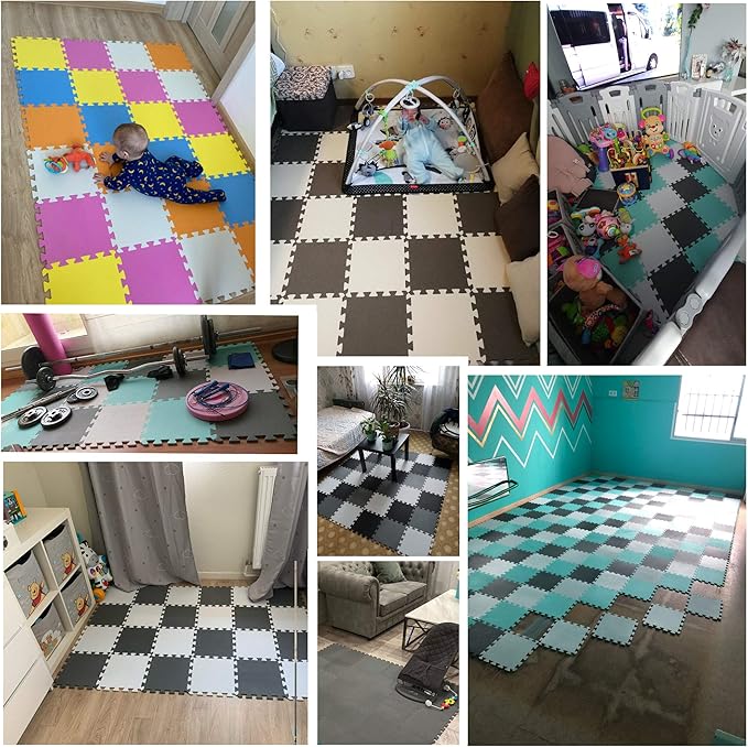 YIMINYUER® 20 Tiles (30cm×30cm×1cm Each Tile) Baby Soft Puzzle Play Mats, Kids Thick EVA Foam Floor, Toddlers & Children's Soft Interlocking Mat R03R10G301020