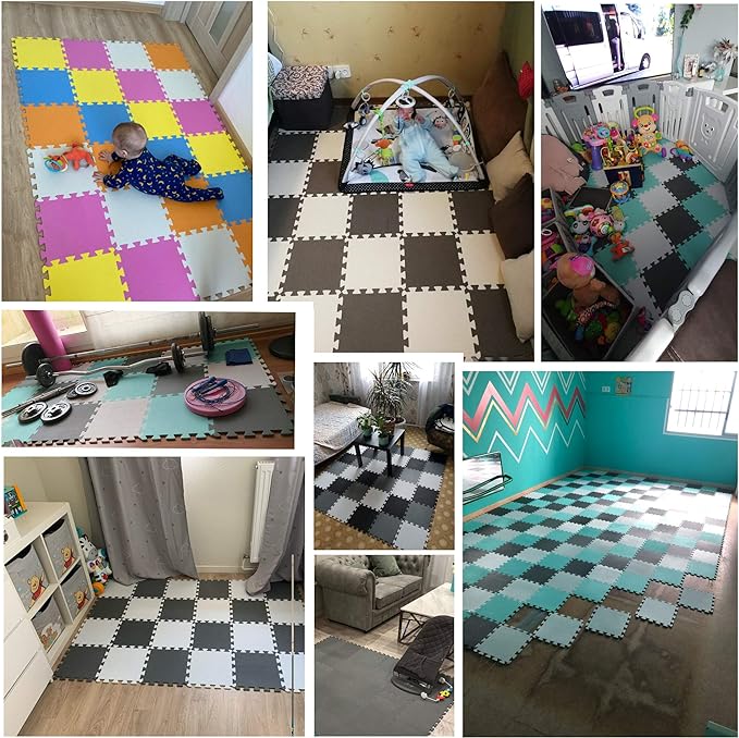 YIMINYUER® 20 Tiles (30cm×30cm×1cm Each Tile) Baby Soft Puzzle Play Mats, Kids Thick EVA Foam Floor, Toddlers & Children's Soft Interlocking Mat R04R08R11G301020