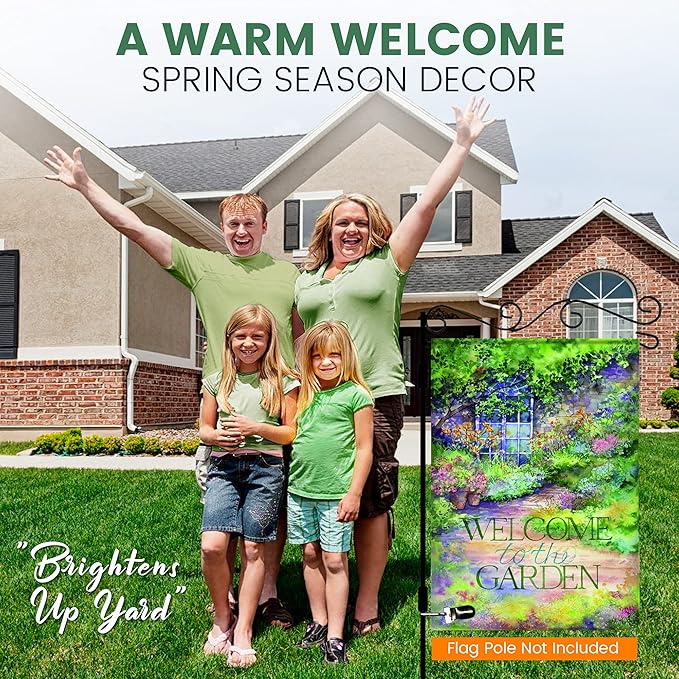 Spring Garden Flags 12.x18 Double Sided - Floral Garden Flag Printed in Premium Polyester - Seasonal House Welcome Banner for Outdoor, Yard, Lawn, Deck, and Patio - Suits Standard Flag Poles