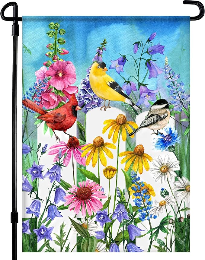 Summer Garden Flag - 12.5 x 18 Inch Double-Sided Spring Flowers Printed Art Front Yard Decor - Seasonal Welcome Outdoor Banner for House Porch, Patio, Lawn, and Deck - Suits Standard Stands