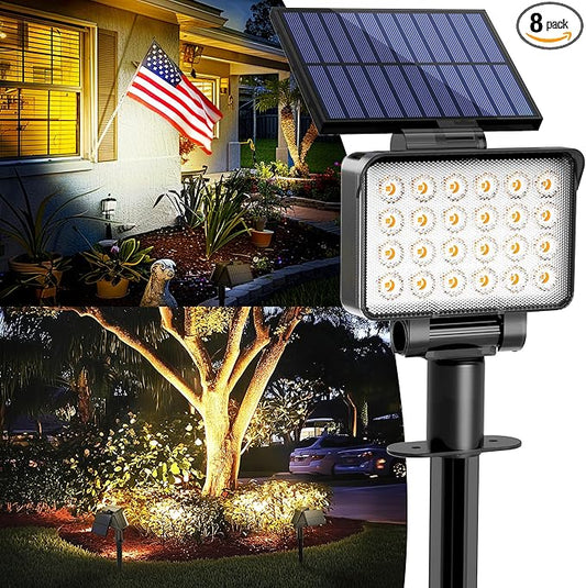 Solar Spot Lights Outdoor Waterproof for Flag, Tree, House, Garden, Yard, Landscape Spotlights for Accent Uplighting Halloween Christmas Decorations-8 Pack
