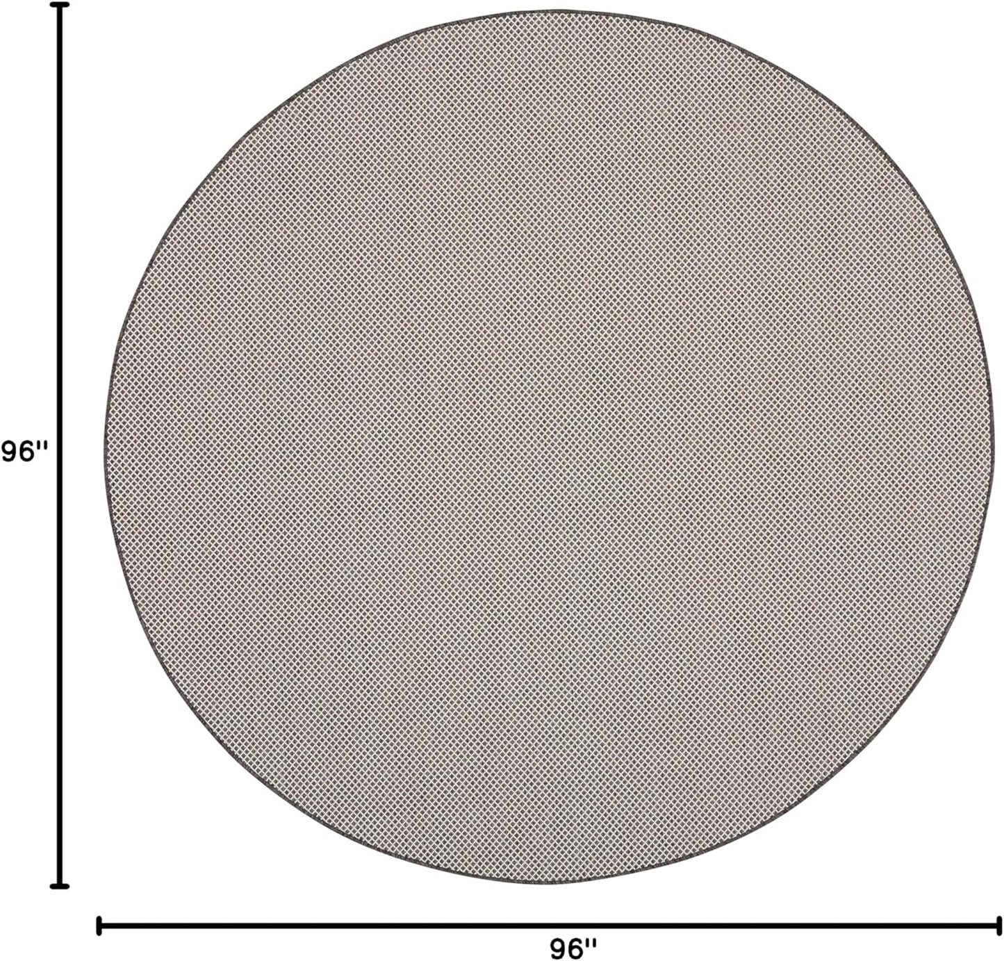 Nourison Home Courtyard 8' x Round Ivory Charcoal Fabric Modern Area Rug (8' Round)