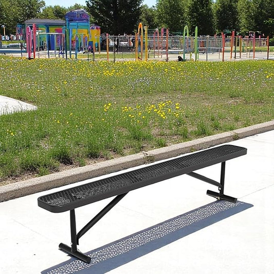 96" L Outdoor Metal Benches, Heavy Duty Garden Park Bench for Outside, Porch Chair Sports Backless Commercial Benches Mesh Bench for Shopping Mall, Store, Lawn, Park, Patio, Deck, Garden
