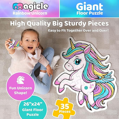 Music & Sound Unicorn Floor Puzzles for Kids Ages 4-6, Large 35 Piece Extra Thick Puzzles, Unicorn Toys for Girls Age 4-6, Toddlers Puzzles Ages 3-5, Gifts for 3 4 5 6 7 8 Year Old Girls