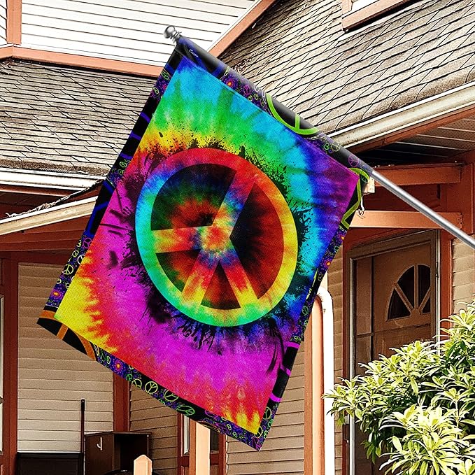 FLAGWIX Hippie Peace Flag, Boho Hippie Decoration Flags - House Flag 30x40, Decorations For Home, Outside - Peace Sign, Boho, Hippie Decor, Double Sided, Heavy Duty Canvas Flag Indoor Outdoor
