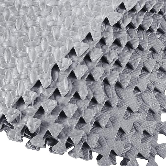 Shihanee Foam Floor Baby Tiles Foam Floor Mats Play Mats Bulk with Borders Interlocking for Kids Baby Playroom Nursery Gym (Gray,64ft)
