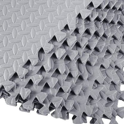 Shihanee Foam Floor Baby Tiles Foam Floor Mats Play Mats Bulk with Borders Interlocking for Kids Baby Playroom Nursery Gym (Gray,64ft)