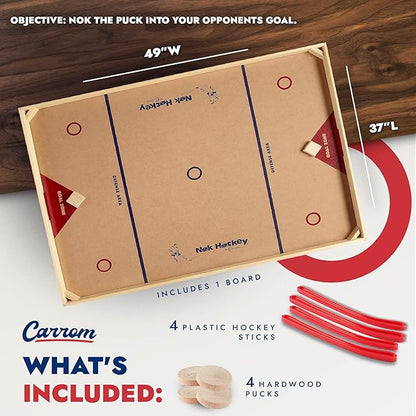 Carrom Champion Nok Hockey Game (Large) — Wooden Board Games for Adults & Children — Indoor and Outdoor Games for Family — Sports Board Games