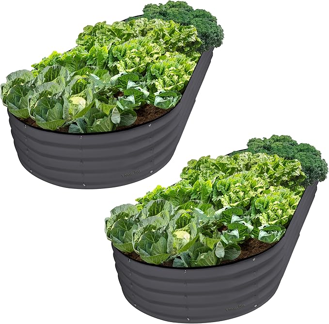 Galvanized Raised Garden Beds Outdoor // 8×4×1 ft (2-Pack) Planter Raised Beds for Gardening, Vegetables, Flowers // Large Metal Garden Box // Patented Tool-Free Design (Gray)