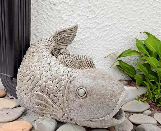 Real Fish Sculpture Gutter Diverter Rain,Eco-Friendly Resin Gutter Extender Diverter,Deco Gutter Extension Downspout, Splash Block, Perfect Rain Gutter Downspout Extension for 3"x4" Downspouts