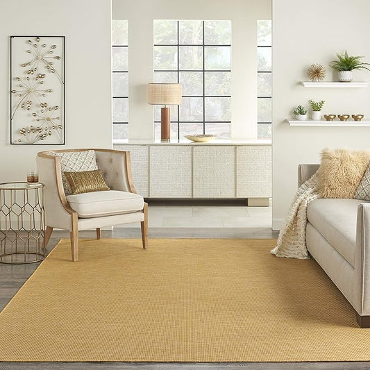 Nourison Positano Indoor/Outdoor Yellow 6' x Round Area Rug, Easy Cleaning, Non Shedding, Bed Room, Living Room, Dining Room, Backyard, Deck, Patio (6 Round)