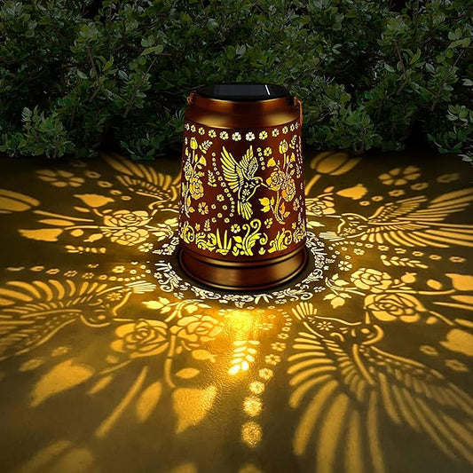 KY&BOSAM Solar Hummingbird Lanterns Outdoor Waterproof,LED 300 Lumens Metal Hanging Outside Lantern Lights Decorative for Yard Backyard Porch Garden Decorations Birthday Gifts for Women Mom Grandma