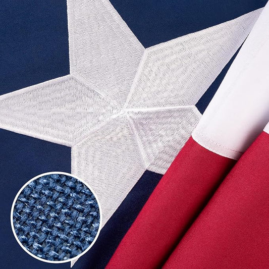 Texas Flag 5x8 ft Deluxe Super Tough Series, Heavy Duty Spun Polyester, All Weather TX Flag High Wind with Embroidered Stars, 3 Brass Grommets, Sewn Stripes, Durable Texas Flags Outdoor Outside