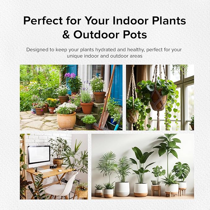 Terracotta Plant Watering Spikes - Small - Set of 4 with Lids Ideal for 4"-6" Pots Perfect Vacation Plant Watering System & Everyday Use for Busy Plant Lovers to Water Plants