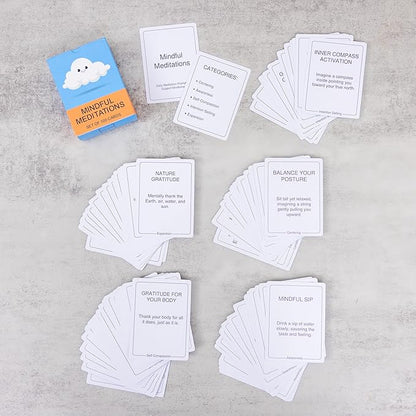 100 Mindful Meditations Cards – Mindfulness & Meditation Self‑Care Prompts | Desk & Travel Deck for Stress Relief, Focus, Motivation & Well‑Being