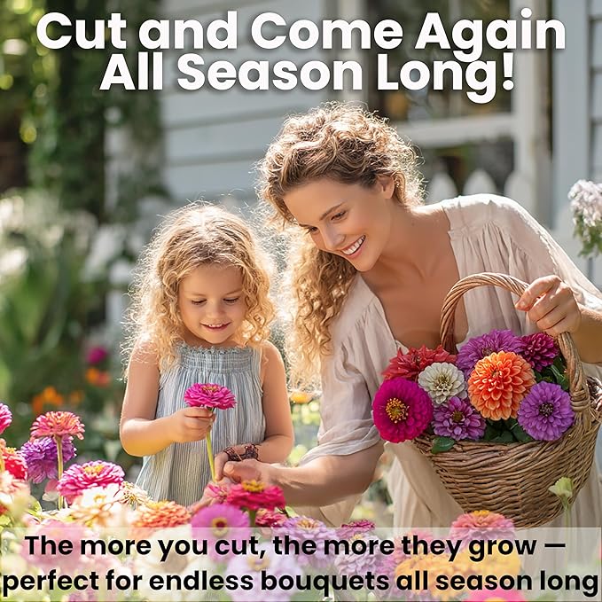 NatureZ Edge Zinnia Seeds for 2025 Planting Outdoors, Over 550 Flower Seeds, 4g, Non GMO Made in USA, Bulk Semillas De Flores para Sembrar, Dahlia Mix, Easy to Grow Zinnia Seed Mix