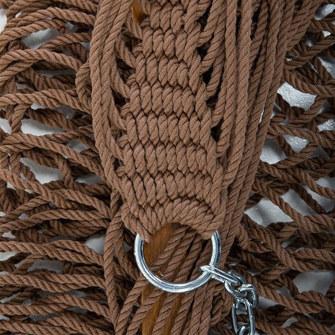 Original Pawleys Island 13DCAB Large Antique Brown DURACORD Rope Hammock with Extension Chains & Tree Hooks, Handcrafted in The USA, Accommodates 2 People, 450 LB Weight Capacity, 13 ft. x 55 in.