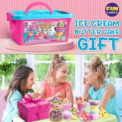 Gift Butter Slime Kit for Girls 10-12, FunKidz Ice Cream Soft Slime Making Kit Ages 8-12 Kids Slime Toys Ideal Birthday Party Present