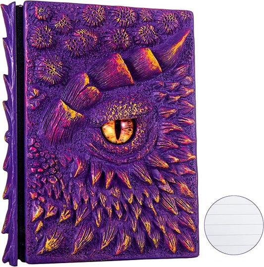 3D Dragon Eye Embossed Journal,Resin Engraving Notebook,Dnd notebook for Dragon Lovers ，Blank Paper,Hardcover Travel Notepad for Writing,Sketchbook,Collection,Gift,Decoration A4 and A5 Size (A5-Purple-Lined)