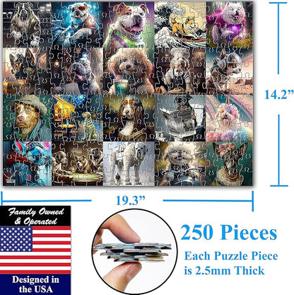 Think2Master Funny Dogs 250 Pieces Jigsaw Puzzle Featuring heartwarming Puppies and Dogs. Fun Toy for Kids, School & Families. Great Gift for Boys & Girls Ages 8+. Size: 14.2” X 19.3”
