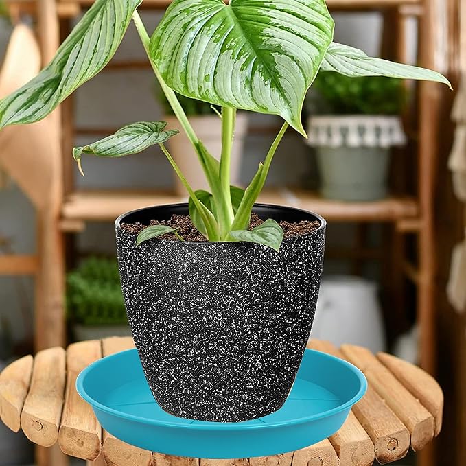 2 Pack of Plant Saucer Tray 14 inch, Heavy Duty Plastic Pot Plant Drip Trays Saucers for for Indoors Outdoor, Plant Water Tray for Planters 13-14" (14", Light Blue)