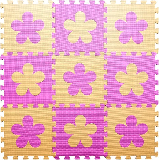 Coolcandy Baby Play Mat Without Fence, 9Pcs Interlocking Puzzle Floor Mat, 0.4" Thick Non-Toxic EVA Foam Play Mat, for Infants & Toddlers 3-36 Months, Soft Puzzle Tiles for Play Areas