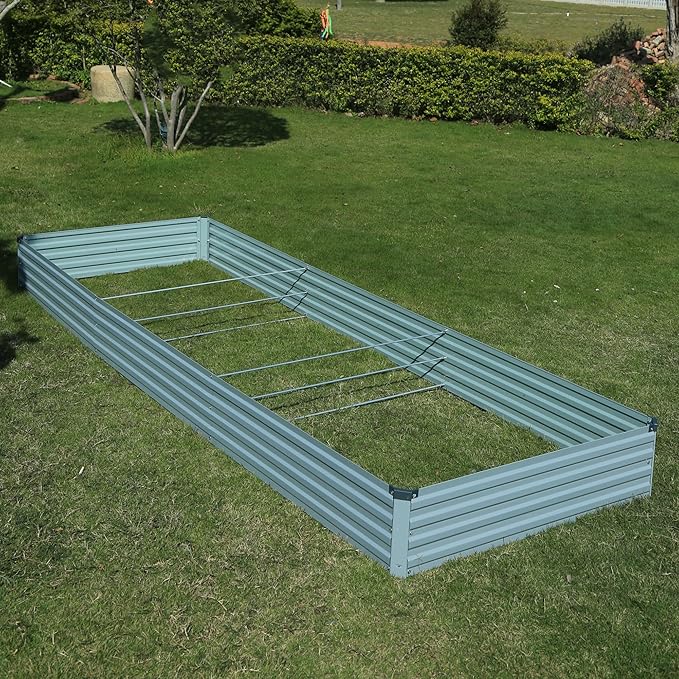 12x4x1ft Galvanized Raised Garden Bed,Outdoor Planter Box Metal Patio Kit Planting Bed for Vegetables Flowers Herb,Grey