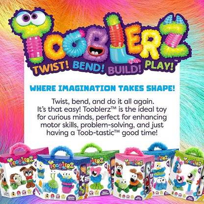 WeVeel TOOBLERZ Aquatic Creaturez Medium Set – 12-Piece Mix-and-Match Craft Kit for Kids – Includes Fuzzy Chenille Sticks, Fidget Tubes & Character Accessories – Creative Toy for Ages 6+