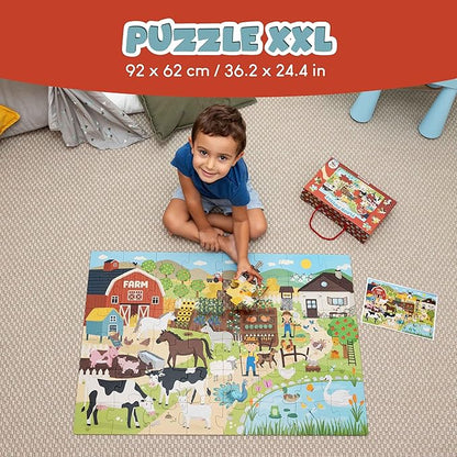 BONNYCO Giant Floor Puzzles for Kids of Farm Animals with 48 Large Pieces. Jumbo Puzzle 36.2 x 24.4 in, Gifts for Boys and Girls, Educational Kids Toys Ages 2-8
