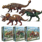 Tyrannosaurus Rex, Triceratops and Ankylosaurus Dinosaur Puzzle Bundle | 100-Piece Each with Glow-in-The-Dark Skeleton On Other Side | 4 FT Scientifically Accurate Dino Illustration